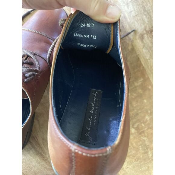 Johnston & Murphy Cap Toe Oxford Shoes Men’s 9M Handcrafted in Italy Brown - Picture 6 of 9